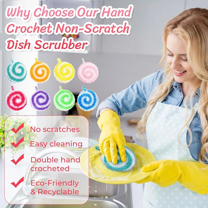 Kenning 12 Pcs Dish Scrubber Non Scratch Dish Washing Scrubbers Reusable Household Cleaning Kitchen Tools for Dishwashing Washing Dishes Cookware Tubs Sinks (Candy)