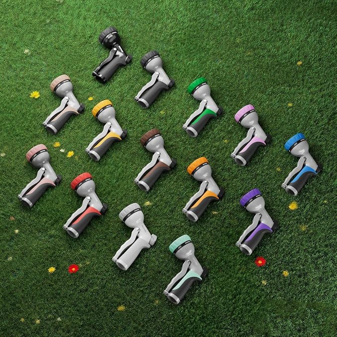 RESTMO Garden Hose Nozzle, Heavy Duty Metal Water Hose Nozzle with 7 Adjustable Spray Patterns, High Pressure Hand Sprayer with Flow Control for Watering Plants & Lawns, Washing Cars & Pets