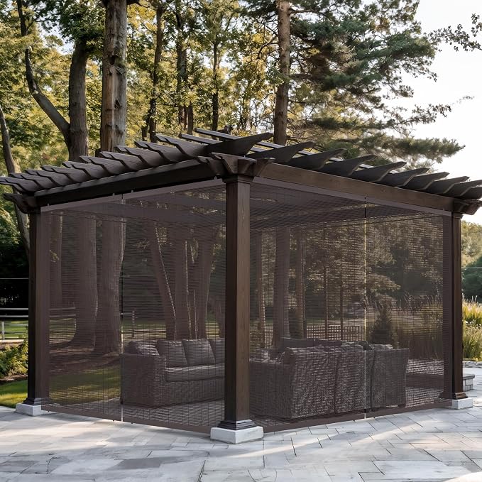 LazBlinds Outdoor Cordless Roller Shades, 48" W x 72" H, Dark Coffee | Exterior Light Filtering Roll up Shades, Hanging Sunscreen for Patio, Balcony Indoor/Outdoor Porch