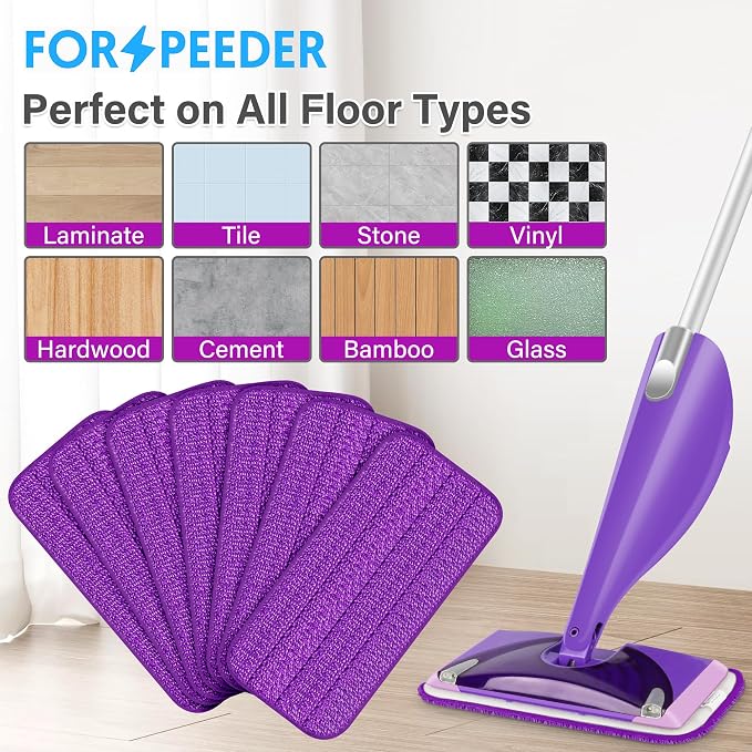 Reusable Mop Pads for Swiffer WetJet, Wet Pads Refills for 12'' Spray Mop, Microfiber Refill Machine Washable Up to 100+ Floor Cleaning for All Kinds of Floor Types, 7 Pack