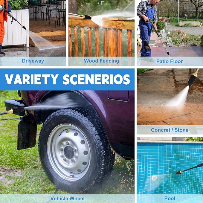 Yupjlia Turbo Nozzle Pressure Washer Tips, 4000 PSI Max, 360° Rotating | Upgrade Pressure Washer Nozzle, 1/4 Quick Connect, Cleaning Patio Driveway Brick Concrete Vinyl Surface, 4.0 GPM 4.0 Orifice