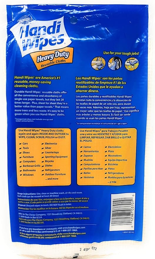 Handi Wipes Heavy Duty Reusable Cloths, Color May Vary - 3 Count (Pack of 4)