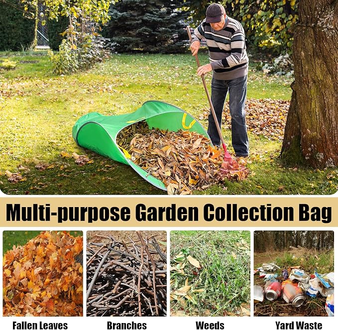 UQM Leaf Collector, Portable Pop Up Leaf Bags, Foldable Leaf Pick Up Tools | Foldable Leaf Pick Up Tools, Reusable Yard Garden Bags for Leaves Lawn Trash