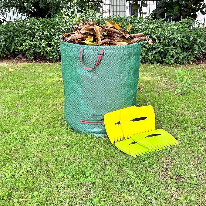 Leaf Scoops Hand Rakes, Leaf Scoops and Claws with Garden Bag and Gloves, Lightweight Plastic Leaf Scoop, Large Leaf Grabbers for Picking Up Leaves, Clippings, Grass(Scoops + Garden Bag)