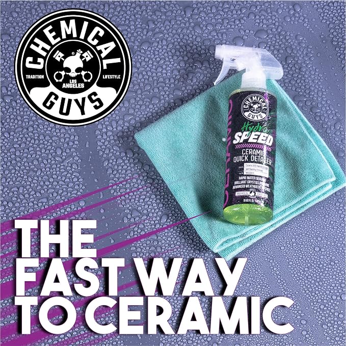 Chemical Guys, HydroSpeed Ceramic Quick Detailer Spray, Slick Gloss, 16 oz | Ceramic polymers boost gloss, slickness and water beading, tops up coatings and wax on paint, glass and wheels