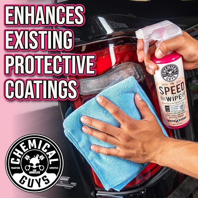 Chemical Guys, Speed Wipe Quick Detailer Spray, High Gloss Shine, 16 oz | Spray-and-wipe detailer adds instant streak-free gloss on paint, glass, wheels and trim between full washes