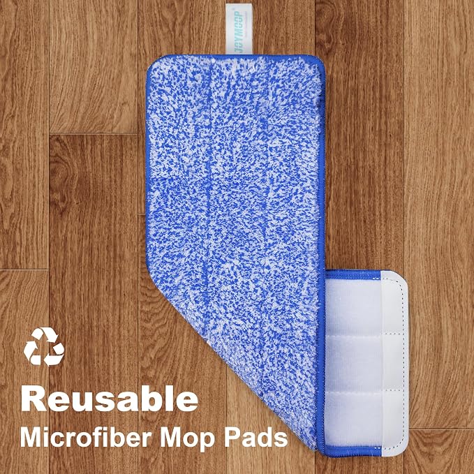 JOYMOOP Flat Mop System, Microfiber Mop and Bucket Set, Black, Household & Commercial Floor Cleaning System for Hardwood, Tile & Glass, Wet Dry Use, 60" Handle, 3 Pads