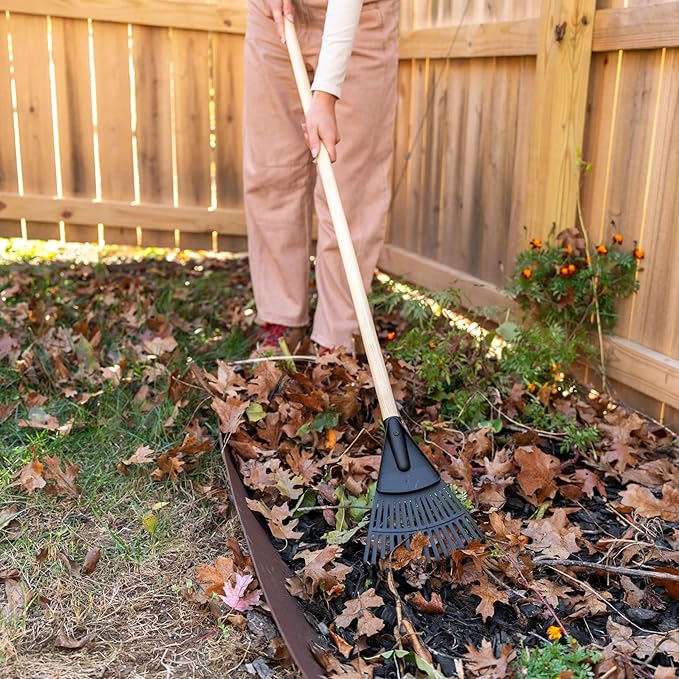 8-inch Wood and Poly Shrub Leaf Rake