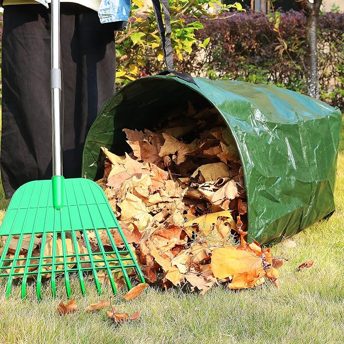 Gardzen 2 Pack 53 Gallon Dustpan Style Yard Waste Bags Reusable | Heavy Duty Collapsible Garden Leaf Bags with PE Material for Leaves, Grass Clippings and Lawn Debris, PE Fabric