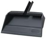 Superio 2-Pack Wide Plastic Dustpan with Comb - 16" Wide, Rubber Lip, Broom Handle Clip, Grey