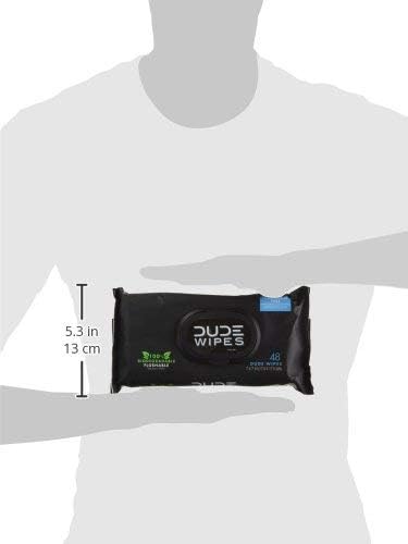 DUDE Wipes, 48 Count, 2 Pack | Flushable | Unscented | Extra-Large | Vitamin-E & Aloe