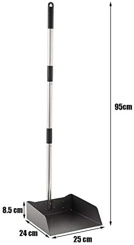 Dust Pan with Long Handle - 39”Heavy Duty Metal Dustpan | Standing Dustpan | Stand Up Dustpan with 3pcs Adjustable Handle,Stainless Steel Dust Pan for Home,Outdoor,Office,No Tool-Snap&Lock in 3 Seconds
