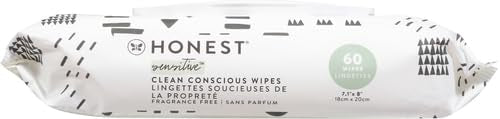 The Honest Company Hypoallergenic Multi-Use Baby Wipes for Sensitive Baby Skin, Pattern Play, 60 Count (Pack of 12)