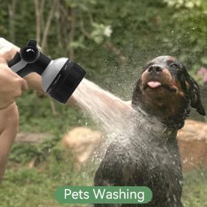 Garden Hose Nozzle Heavy Duty,Metal Water Hose Nozzle with 10 Adjustable Spray Patterns, High Pressure Hose Sprayer Nozzle Thumb Control On Off Valve for Lawn & Plant Watering, Car & Pet Washing