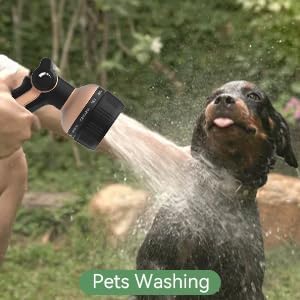 Garden Hose Nozzle Heavy Duty,Metal Water Hose Nozzle with 10 Adjustable Spray Patterns, High Pressure Hose Sprayer Nozzle Thumb Control On Off Valve for Lawn & Plant Watering, Car & Pet Washing