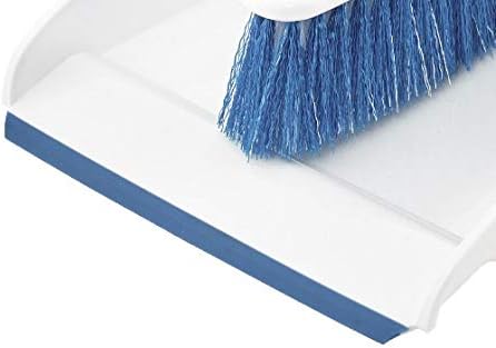 Dustpan and Brush Set, Hand Broom with Ergonomic Grip Handle - Rubber Edge for Easy Dirt Pickup, Durable Material - Blue Hand Brush by Superio