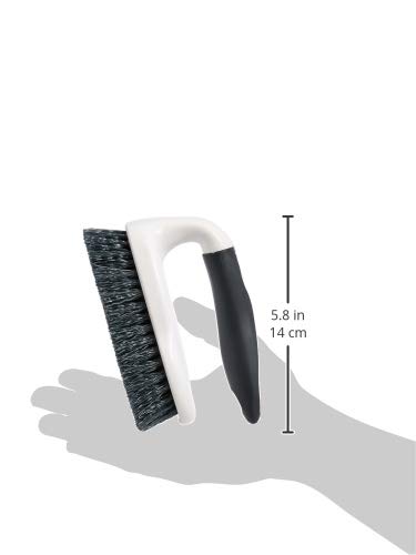 Amazon Basics All Purpose Rectangular Scrub Brush, Hard Bristle, Stiff Bristles, Sturdy, Ergonomic Long Handle, Durable, 2-Pack, White & Black