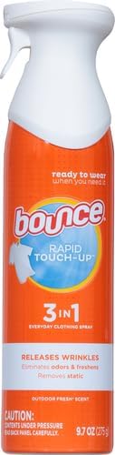 Bounce 3 in 1 Instant Anti Static Spray & Wrinkle Release, Odor Eliminator & Fabric Refresher (Fresh Scent, 9.7 Fl Oz, Pack of 2)