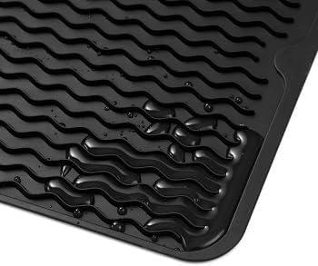 MicoYang Silicone Dish Drying Mat for Multiple Usage,Easy clean,Eco-friendly,Heat-resistant Silicone Mat for Kitchen Counter or Sink,Refrigerator or Drawer Liner Black S 12 inches x 6 inches