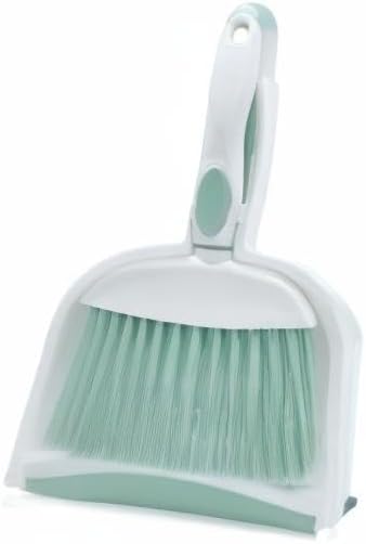 Broom Dustpan Brush Small Dust pan: Small Broom and Dustpan Set Mini Dust pan and Brush Set for Desk, Home, Camping Tent (Light Green)