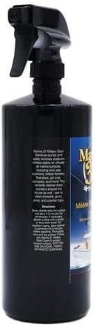 Marine 31 Mildew Stain Remover & Cleaner | Eliminates Stains from Marine, Boat, Home & Patio Surfaces | Cleans Bathrooms, Showers & More | M31-371 | 32oz