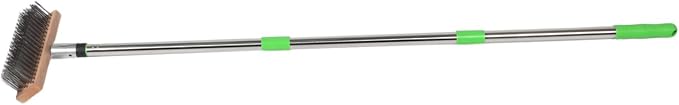 Long Handle Scrub Brush Stiff Bristle Stainless Steel Brush for Outdoor Cleaning for Concrete Pool Surfaces Removes Moss Tough Stains