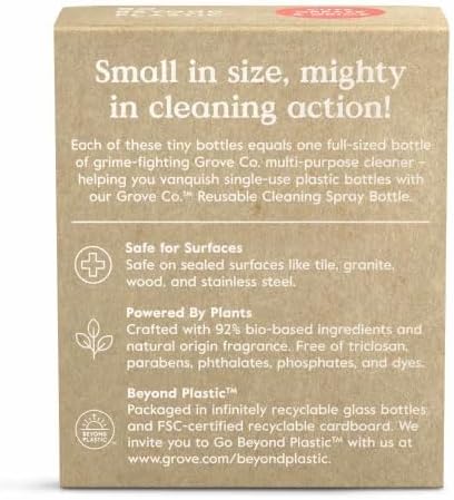 Grove Co. Multi-Purpose Cleaner Concentrate Refills, 2 x 1fl oz | Fresh Pomelo; 2 refills; Plant-based; No plastic waste; Ammonia & chlorine free; No Harsh Chemicals