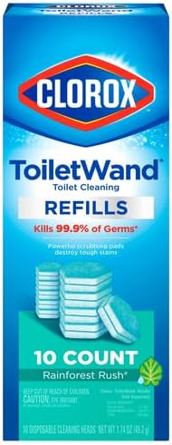 CLOROX ToiletWand Toilet Cleaner Refills, Toilet brush, Rainforest Rush, 10 Count (Pack of 6)
