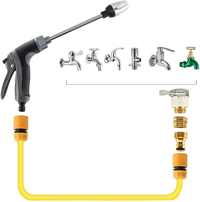 Pressure Washer, High Pressure Hose Nozzle with Connectors, Water Sprayer Cleaning Tool for Car Window, High and Portable Pressure Washer Wand for Plant Watering and Lawn Care(Water Gun + Connector)