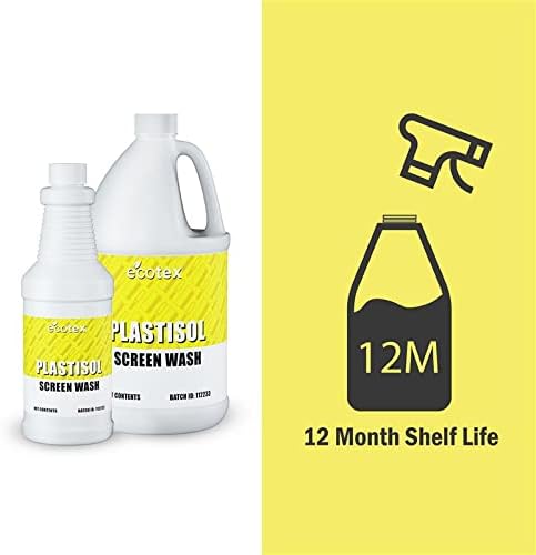Ecotex Plastisol Ink Remover & Screen Wash - Screen Printing Cleaner, Qt | Soy-Based Plastisol Ink Remover & Screen Wash - Dissolves Ink Fast, Drain-Safe, Biodegradable, Low Odor, Low VOC - 1 Quart