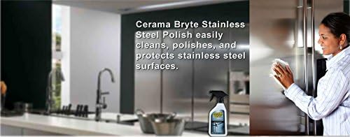 Cerama Bryte Stainless Steel Cleaner for Appliances, Streak-Free Shine and Protection for Refrigerators, Dishwashers, Ovens, and Grills, 16 Fluid Ounce 1 Pack, No Spray Pump