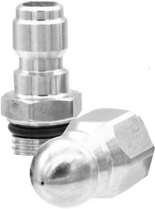 MIZORLIE Pressure Washer Sewer Jetter Nozzle Stainless Steel，2 Sets | Mini Compact Durable Sewer Jetter Nozzle, 1/4'' Quickly Connector, 5000 PSI