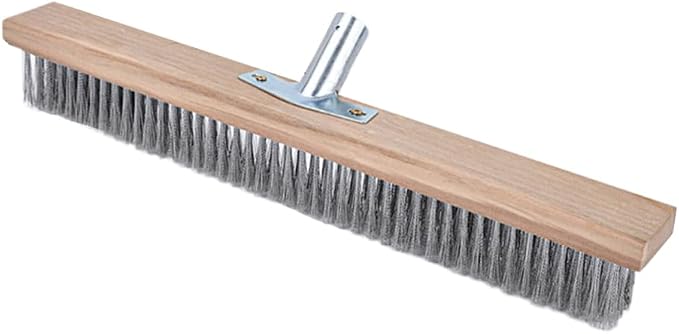 Stainless Steel Wire Scrub Brush for Deck, Concrete, Patio Floor Cleaning, Heavy Duty Bristle Scrubber Broom for Moss Removal(50cm/19.68in)