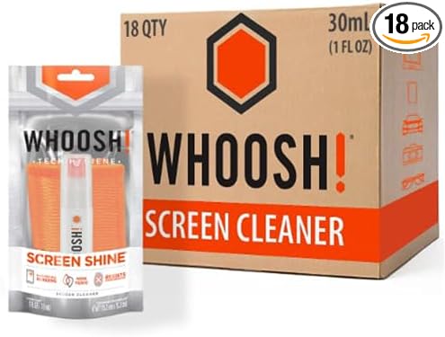 WHOOSH! Screen Cleaner Kit, Set of 18 – Best for – Smartphones, iPads, Eyeglasses, e-Readers, LED, LCD & TVs (1 Oz W/1 Cloth)