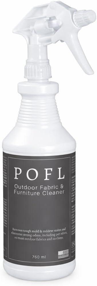 POFL Outdoor Fabric & Furniture Cleaner – Mold & Mildew Stain Remover for Patio Cushions, Sling Seating, Mesh, Canvas Awnings, Vinyl Fencing & Outdoor Surfaces – 25.36 fl oz
