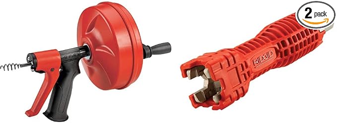 RIDGID 57043 Power Spin+ Drain Cleaner + RIDGID 57003 EZ Change Faucet Wrench