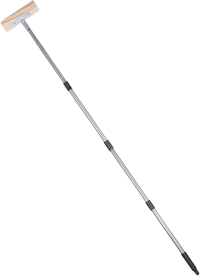Heavy Duty Stainless Steel Wire Scrub Brush with Long Handle Moss Remover Wire Broom Outdoor Floor Scrub Brush for Patio Deck Garden Garage (20cm / 7.9in)
