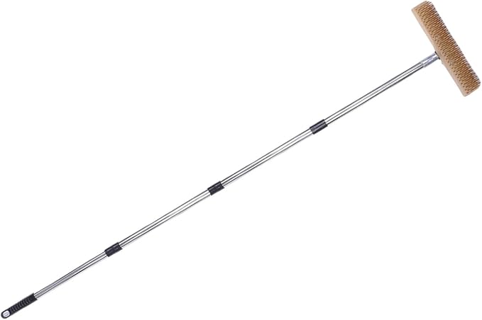 Fabater Stainless Steel Wire Scrub Brush with Long Handle for Deck, Concrete, Patio Floor Cleaning, Heavy Duty Wire Broom Outdoor Floor Scrub Brush, Outdoor Broom for Garden Garage (30cm / 11.8in)