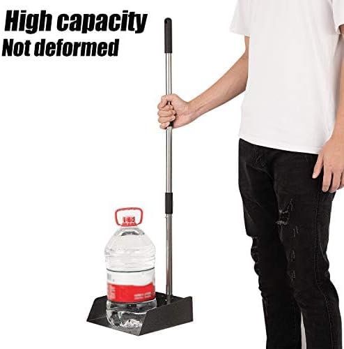 Dust Pan with Long Handle - 39”Heavy Duty Metal Dustpan | Standing Dustpan | Stand Up Dustpan with 3pcs Adjustable Handle,Stainless Steel Dust Pan for Home,Outdoor,Office,No Tool-Snap&Lock in 3 Seconds