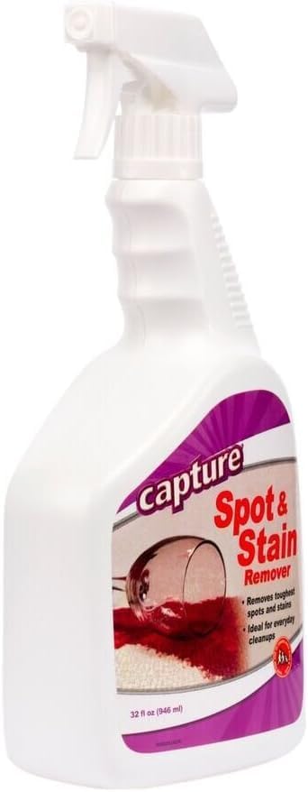 Capture Spot and Stain Remover Carpet - Dirt, Juice, Coffee, Wine, Food and Tough Rug Stains Eliminator - Couch, Sofa Cleaner and Stain Remover - Multi-Purpose Cleaning Essentials (32 oz) (2 Pack)