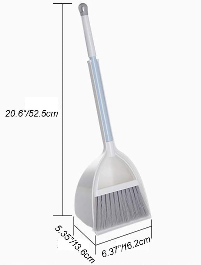 Mini Broom and Dustpan, Home Kitchen Sweeping for Kids(White+Gray)