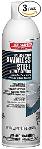 Stainless Steel Polish & Cleaner Water Based, Champion Sprayon 17.5 oz Can, Box of 3