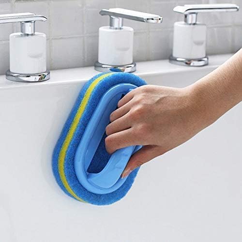 KOKSI 2-Piece Cleaning Brush for Bathroom Kitchen Bathtub Toilet Cleaner All Purpose Shower Sponge Scrubbing Brush with Ergonomic Handle