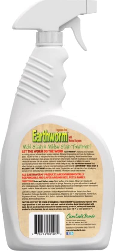 Earthworm Mold Stain and Mildew Stain Treatment - Natural and Family-Safe - 22 oz