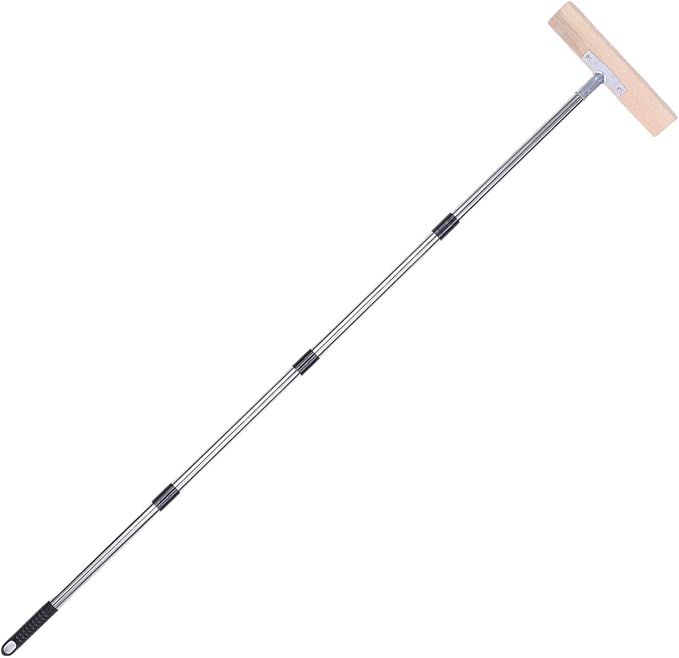 Aramox Stainless Steel Deck Brush with 45 Degree Angled Head, Heavy Duty Stiff Wire Scrubber for Concrete Patio Moss Removal (30cm / 11.8in)