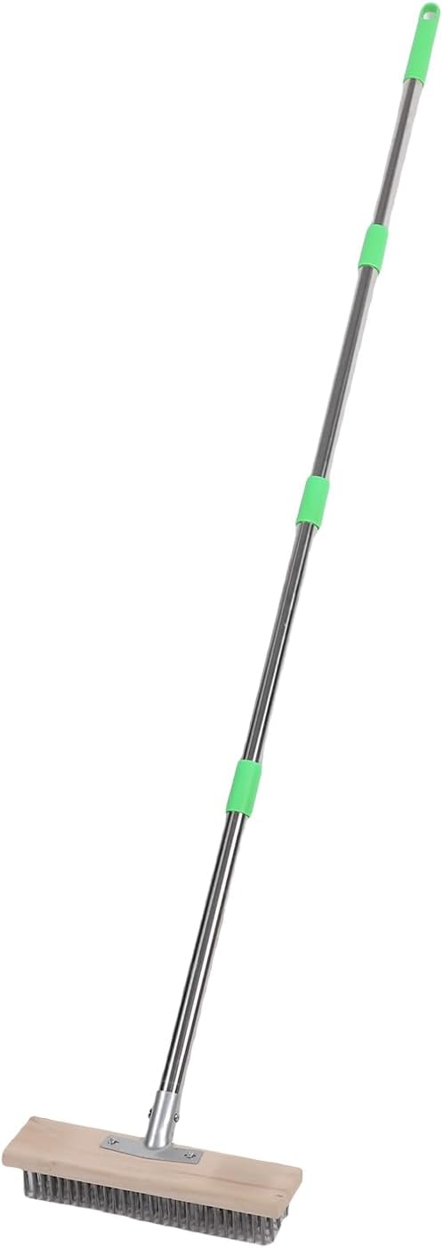 Fockety Floor Scrub Brush with Long Handle, 30cm Brush Head 80-160cm Adjustable Outdoor Scrubber for Swimming Pool, Sidewalk, Courtyard, Garden, Garage, Kitchen Bathroom