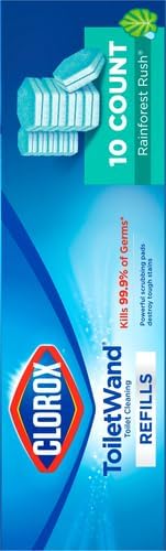 CLOROX ToiletWand Toilet Cleaner Refills, Toilet brush, Rainforest Rush, 10 Count (Pack of 6)