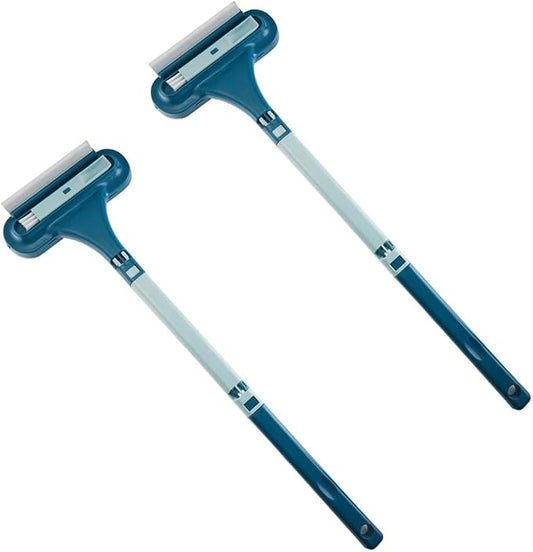 Window Screen Cleaning Brush,2 in 1 Window Screen Cleaner Tool with Squeegee,Mesh Screen Cleaner,Multi-Purpose Cleaning Brush for Patio, Door, Porch Screens (2 Blue)