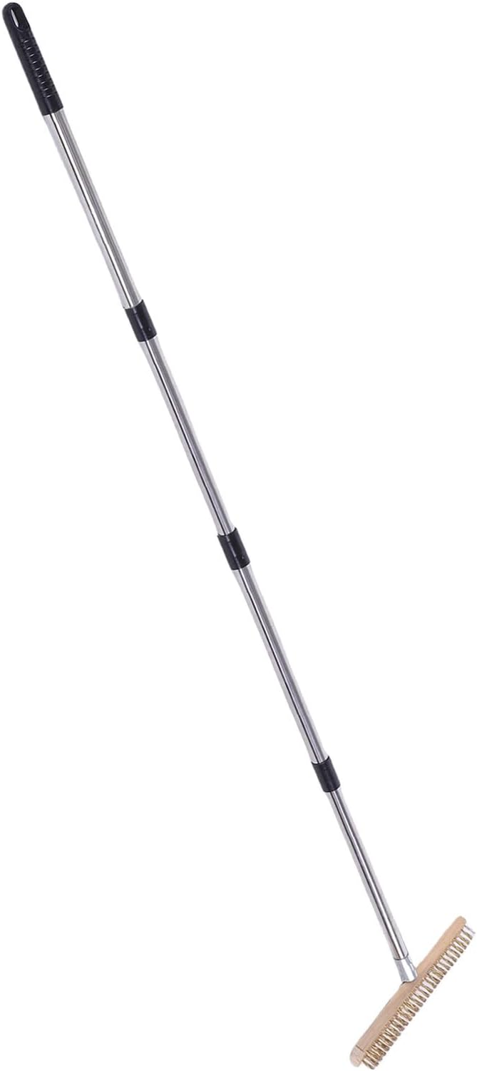 Duty Stainless Steel Wire Scrub Brush with 124 cm Wooden Handle 45 Angled Moss Remover Concrete Floor Scrubber for Patio Deck Garage Driveway Garden Includes 4 Extension Rods