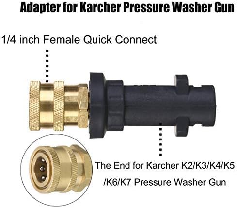 M MINGLE Foam Cannon, Compatible with Karcher K2-K7, 5 Nozzle Tips | 1L Adjustable Thick Foam Bottle, with 1/4'' QC Adapter, 1000-3000 PSI, Suits Cars, Motorcycles, Driveways and Windows